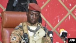 FILE: Burkina Faso's new self-proclaimed leader, Captain Ibrahim Traore, attends a meeting in Ouagadougou. - Captain Traore was appointed as president of Burkina Faso on October 5, 2022. Taken October 2, 2022