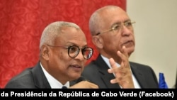 Presidente de Cabo Verde, José Maria Neves, (esq) e o Ministro dos Negócios Estrangeiros, Rui Soares, (dir), Bissau, 22 Outubro 2022