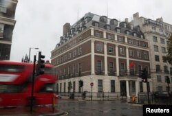 FILE - A general view of the Chinese Embassy in London, Britain, Oct. 24, 2019.