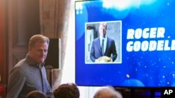 NFL Commissioner Roger Goodell attends the International Series Fan Forum in London, Oct. 8, 2022.