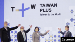 台灣總統蔡英文2022年10月3日出席TaiwanPlus英文電視頻道開播記者會。 （台灣總統府照片）