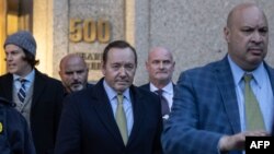 Actor Kevin Spacey leaves a federal courthouse in New York on Oct. 20, 2022, after the court dismissed a $40 million sexual misconduct lawsuit brought against him by actor Anthony Rapp. 