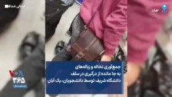 جمع‌آوری نخاله‌ و زباله‌های به جا مانده از درگیری در سلف دانشگاه شریف توسط دانشجویان، یک آبان