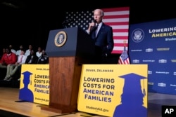 President Joe Biden speaks about student loan debt relief at Delaware State University, Oct. 21, 2022, in Dover, Del.