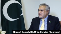 Pakistani Finance Minister Ishaq Dar speaks with VOA at the Pakistan Embassy in Washington, D.C., Oct. 16, 2022. 