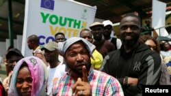 FILE - People waiting to register to vote at a INEC voter registration exercise held in Abuja, June 23, 2022