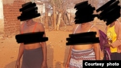 Some of the CCC activists undressed by suspected Zanu PF members in Matobo, Matabeleland South.