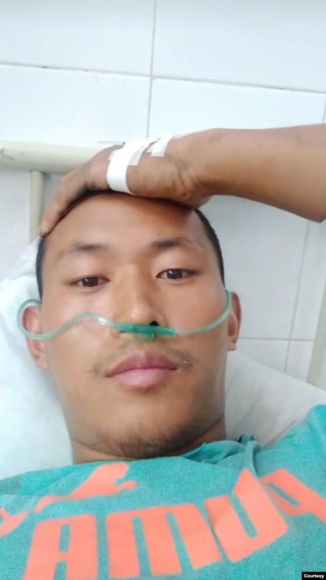 前中國“精神病監獄”受害者界立建2018年第三度遭精神病監禁後狀況。 (照片提供:界立建)