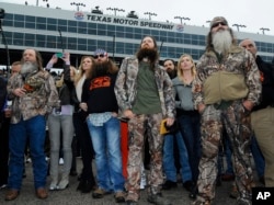 The Duck Dynasty clan at a NASCAR auto race in Fort Worth, Texas, on April 6, 2014.