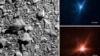 美国国家航空航天局发布的DART航天器撞击小行星的画面。(2022年9月30日)