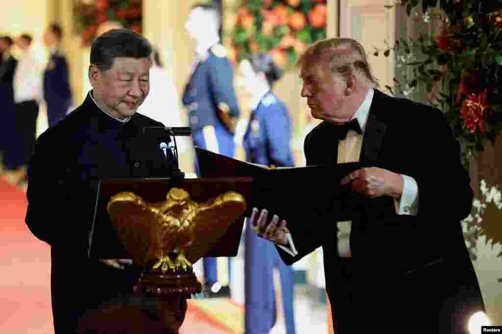 US President Donald Trump hosts state dinner for China's President Xi Jinping at the White House in Washington, D.C.