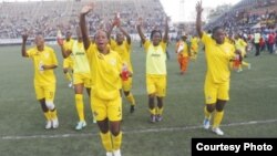 FILE: The Mighty Warriors celebrating after beating the Indomitable Lionesses of Cameroon. (Photo: ZIFA website)