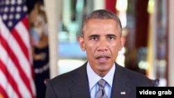 President Barack Obama spoke about the mass shooting earlier this week in San Bernardino, California, during his weekly Saturday address, Dec. 5, 2015.