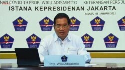 Juru Bicara Satgas Penanganan Covid-19 Prof Wiku Adisasmito dalam telekonferensi pers di Istana Kepresidenan , Jakarta, Selasa (5/1) memastikan Presiden Jokowi akan divaksin Setelah EUA Keluar (Foto: VOA)