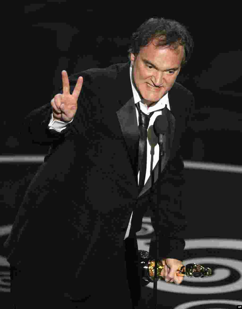 Quentin Tarantino recebeu o Oscar para &quot;Melhor Argumento Original&quot; pelo filme&nbsp; &quot;Django Unchained&quot;.