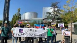 Avropa Məhkəməsinin qarşısında Tofiq Yaqubluya dəstək aksiyası keçirilib