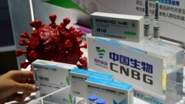 A display of a coronavirus vaccine candidate from Sinopharm is seen at the 2020 China International Fair for Trade in Services in Beijing, China September 4, 2020. (REUTERS/Tingshu Wang)