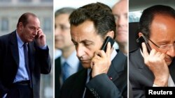 WikiLeaks mengatakan bahwa Badan Keamanan Nasional AS (NSA) memata-mematai 3 Presiden Perancis, dari kiri: Jacques Chirac, Nicolas Sarkozy, dan Presiden Francois Hollande (foto: dok).