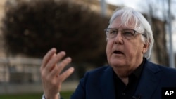 Martin Griffiths, Under-Secretary-General for Humanitarian Affairs and Emergency Relief Coordinator, speaks with The Associated Press during an interview in Kyiv, Ukraine, April 7, 2022.