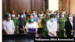 Phiên toà xét xử 12 người tham gia tổ chức "Chính phủ quốc gia Việt Nam lâm thời" diễn ra tại TPHCM vào ngày 18/4/2022.