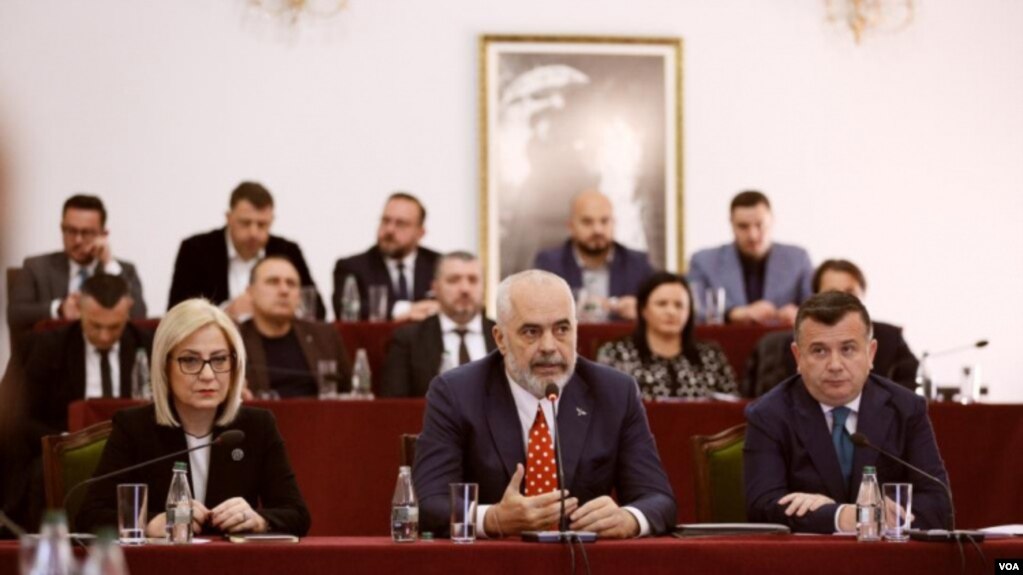 Prime minister Edi Rama and the chairwoman of the Parliament Lindita Nikolla in Albania