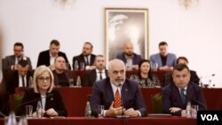 Prime minister Edi Rama and the chairwoman of the Parliament Lindita Nikolla in Albania