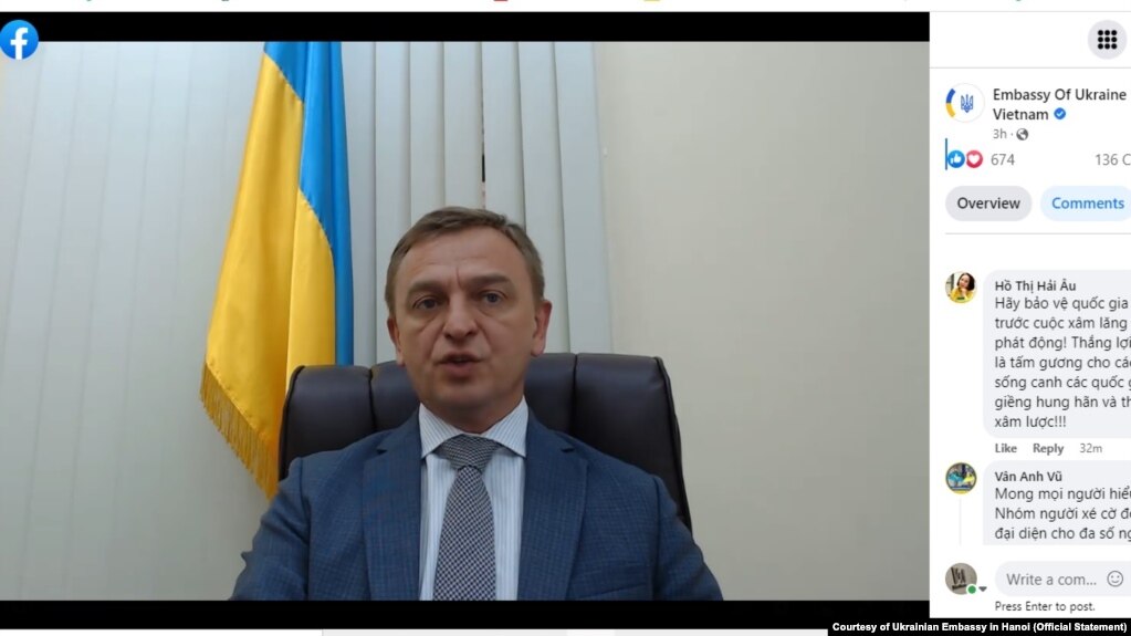 Đại sứ Ukraine tại Việt Nam Oleksandr Gaman phát biểu trên trang Facebook của Đại sứ quán Ukraine hôm 19/4/2022.