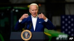 President Joe Biden speaks at POET Bioprocessing in Menlo, Iowa, April 12, 2022.