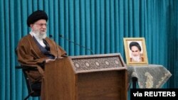 FILE - Iranian Supreme Leader Ayatollah Ali Khamenei delivers a televised speech in Tehran, March 21, 2022.