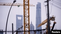 資料照：上海陸家嘴金融區附近的一處建築工地。 （2020年7月16日）