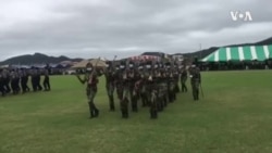 Soldiers parading in Zimbabwe on Independence Day