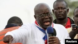 Ghana opposition leader Nana Akufo-Addo speaks during meeting in Accra to contest presidential election results, December 11, 2012