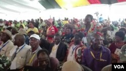 Members of ruling Zanu PF party enjoying their leader President Robert Mugabe attacking factions angling to succeed him as Zimbabwe’s leader, Masvingo, Zimbabwe, Dec. 16, 2016. (S.Mhofu/VOA)