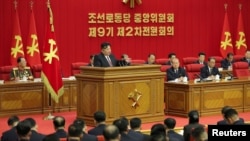 2026년 6월 23일 김정은 북한 국무위원장이 북한 평양에서 열린 조선로동당 중앙위원회 제9기 제2차 전원회의 중 발언하고 있다. (자료사진)