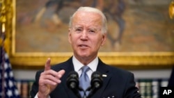 President Joe Biden delivers remarks on the Russian invasion of Ukraine, at the White House, April 21, 2022.