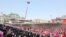 A view of a national meeting and public procession to mark the 110th birth anniversary of the state's founder, Kim II Sung, in Pyongyang, North Korea, April 15, 2022. 