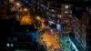 上海静安区封城后的夜景。（2022年4月21日）
