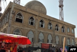 The general view of a Shiite Mosque is pictured after a bomb blast that reportedly killed several people in Mazar-e-Sharif on April 21, 2022.