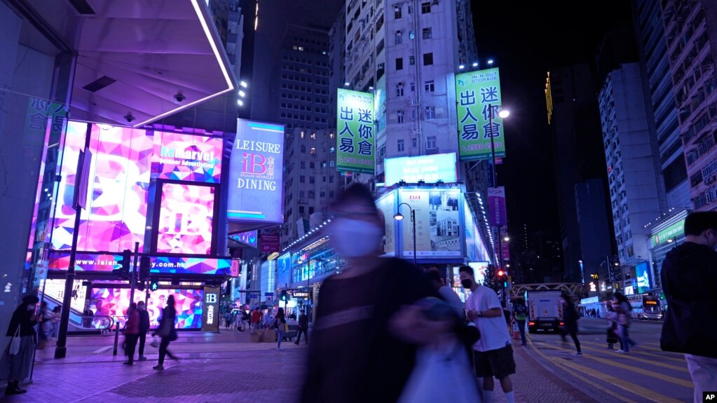 A nearly deserted street during the coronavirus pandemic in Hong Kong's Causeway Bay area on March 10, 2022. (AP Photo/Vincent Yu)