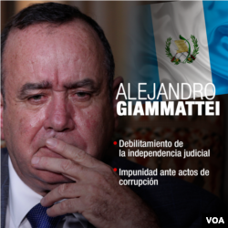 El presidente de Guatemala, Alejandro Giammettei ha sido acusado de debilitar la independencia del aparto judicial.