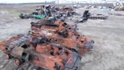 Drone Shows Russian Tank Graveyard Near Kyiv 