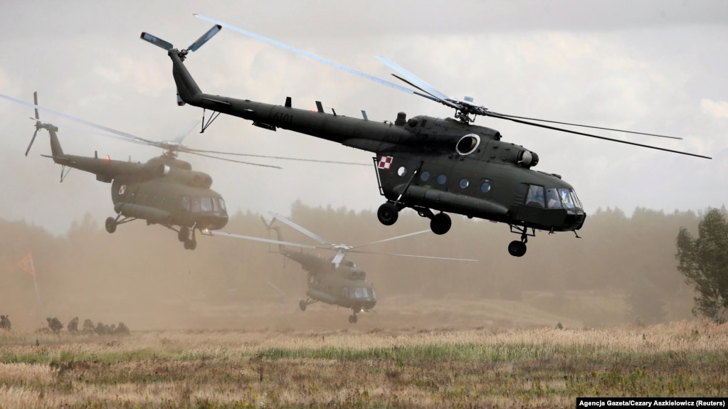 Гелікоптери Mi-17 під час військових навчань в Польщі, 2017 рік 