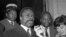 FILE: Gabon President Omar Bongo addresses the press during his visit to Paris on 1.8.1968
