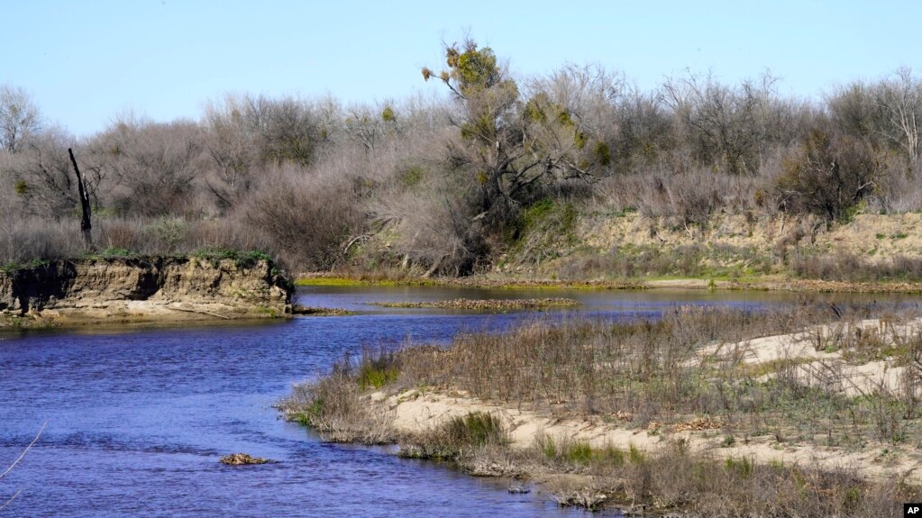 The Tuolumne and San Joaquin rivers meet on the edge of the Dos Rios Ranch Preserve in Modesto, California, February. 16, 2022. (AP Photo/Rich Pedroncelli)