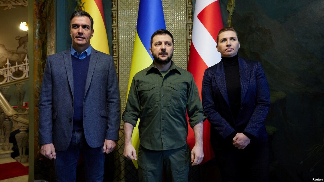 Ispaniya va Daniya bosh vazirlari Kiyevda Zelenskiy bilan uchrashdi