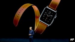 Jeff Williams, senior vice president of Operations, discusses the Apple Watch at the Apple event at the Bill Graham Civic Auditorium in San Francisco, California.