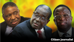 President Robert Mugabe with his two deputies, Phelekezela Mphoko (L) and Emmerson Mnangagwa (R). Collage by Ntungamili Nkomo