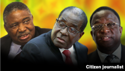 President Robert Mugabe with his two deputies, Phelekezela Mphoko (L) and Emmerson Mnangagwa (R). Collage by Ntungamili Nkomo