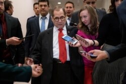 FILE - House Judiciary Committee Chairman Congressman Jerrold Nadler is surrounded by reporters at the Capitol in Washington, Jan. 15, 2020.