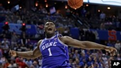 Zion Williamson, l'ancien phénomème de la prestigieuse université de Duke, Charlotte, Caroline du nord, le 15 mars 2019